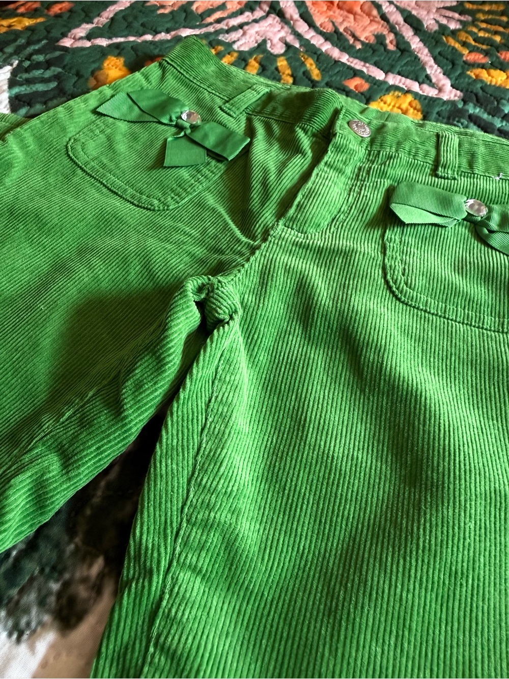 NWT Gymboree Bright Green Corduroy Flare Pants Girls - Picture 4 of 7